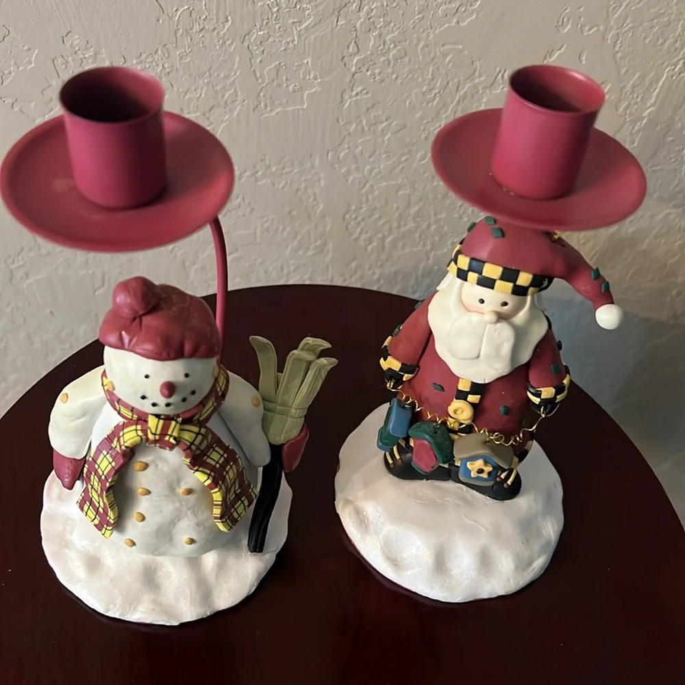 Christmas candle holders - Snowman snd Santa Clause